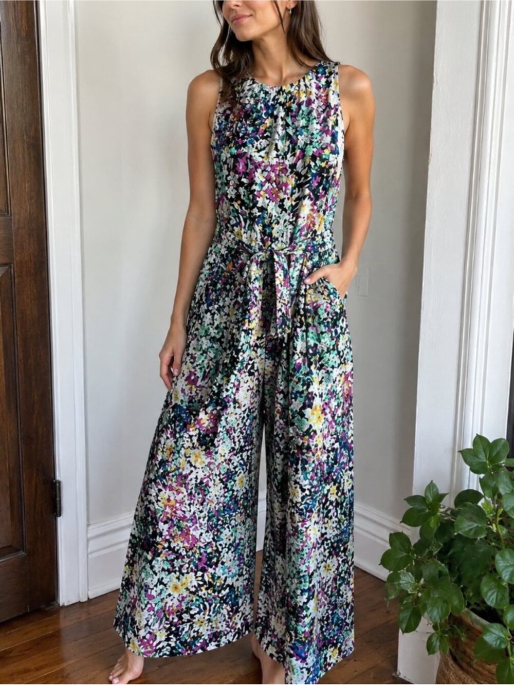 Plenty by Tracy Reese Floral Print Dress in Teal, Purple & Pink